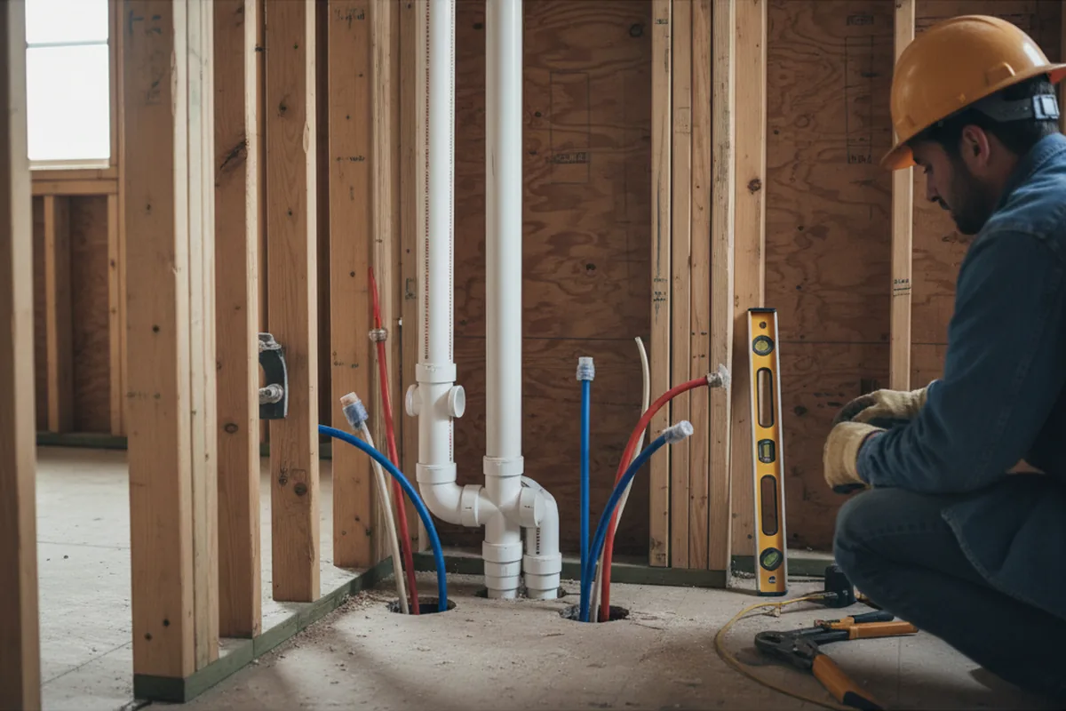 Drain and supply rough-in during Leak Detection in Fair Haven